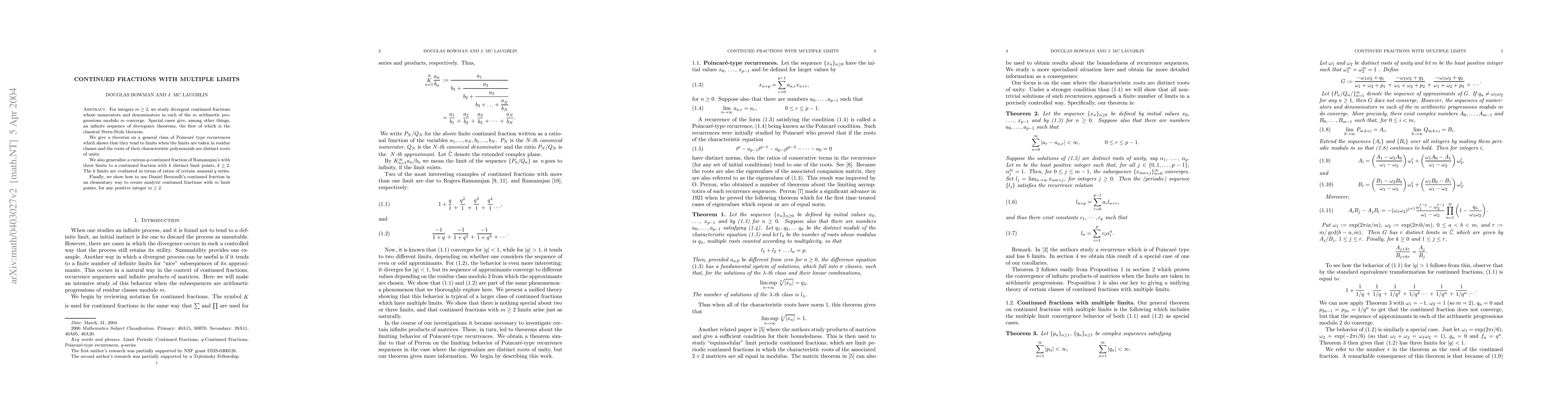Thumbnail for Continued Fractions with Multiple Limits