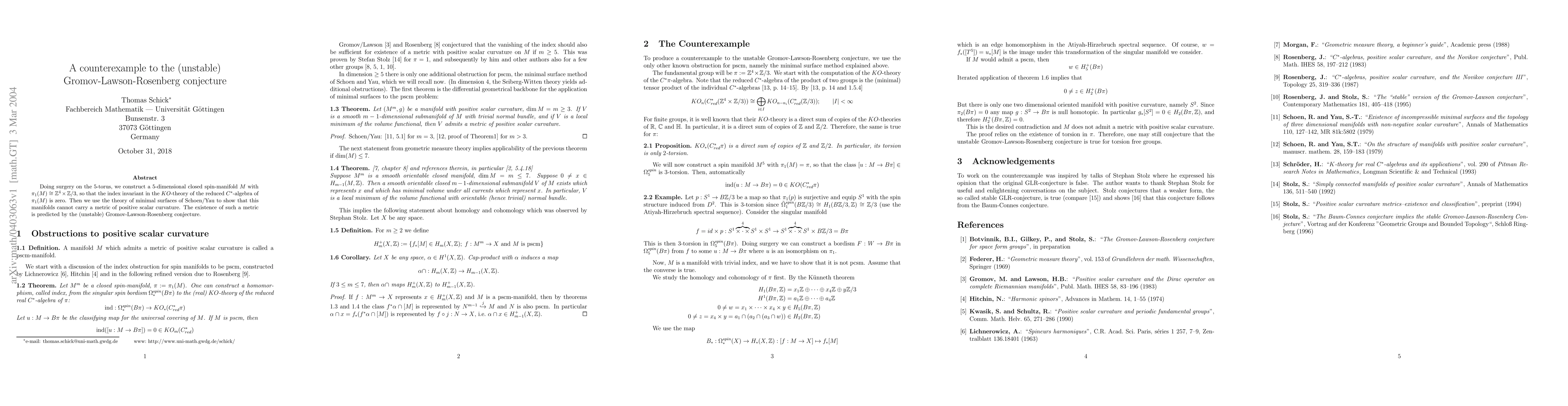 Thumbnail for A counterexample to the (unstable) Gromov-Lawson-Rosenberg conjecture