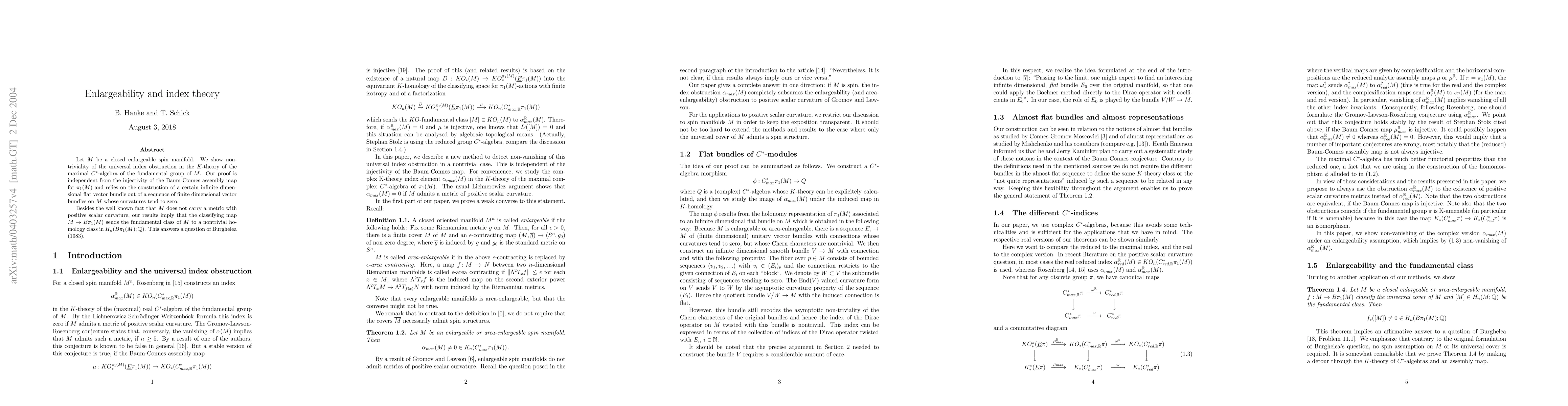 Thumbnail for Enlargeability and index theory