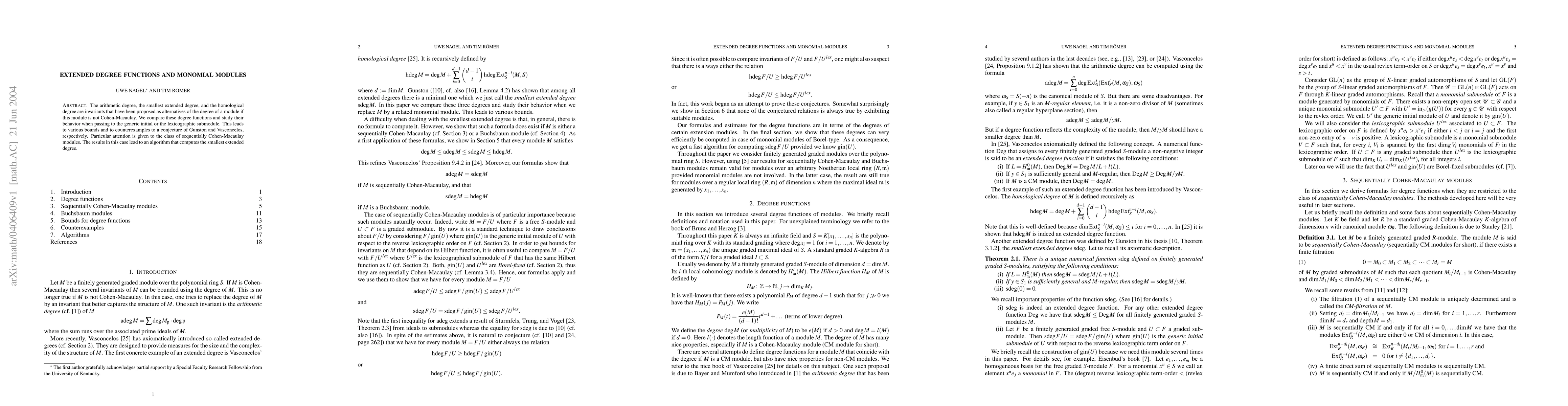 Thumbnail for Extended degree functions and monomial modules