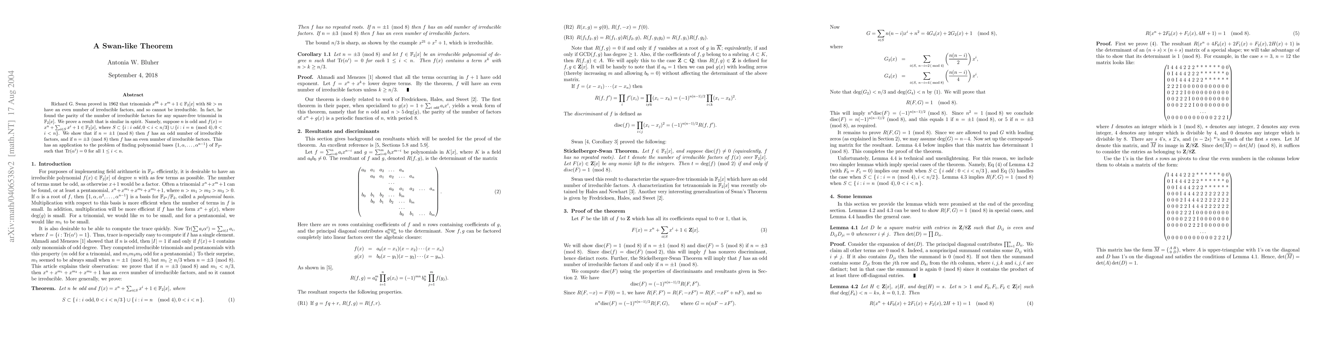 Thumbnail for A Swan-like Theorem