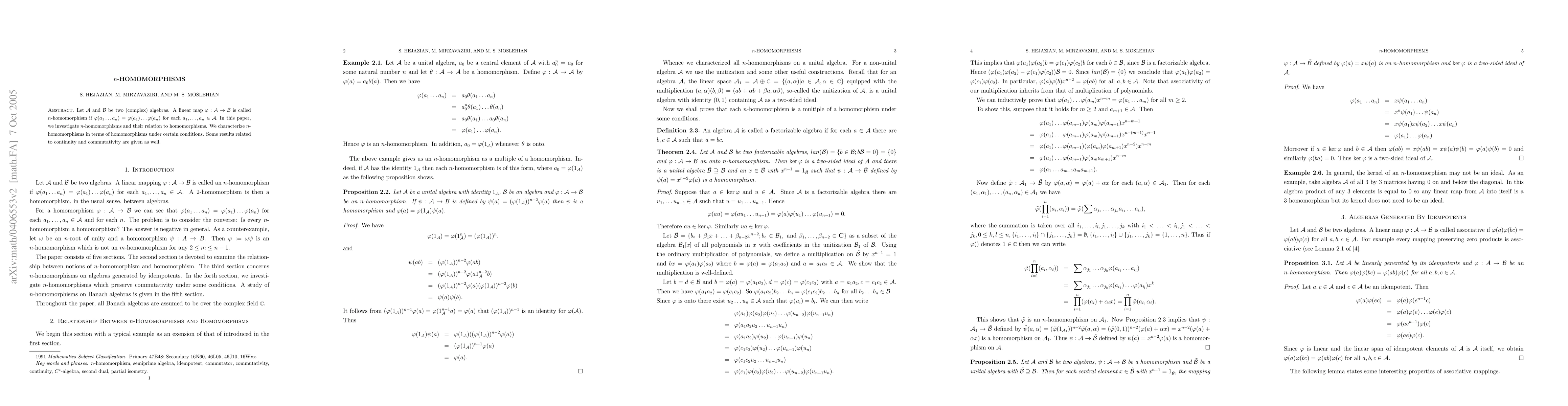 Thumbnail for n-Homomorphisms