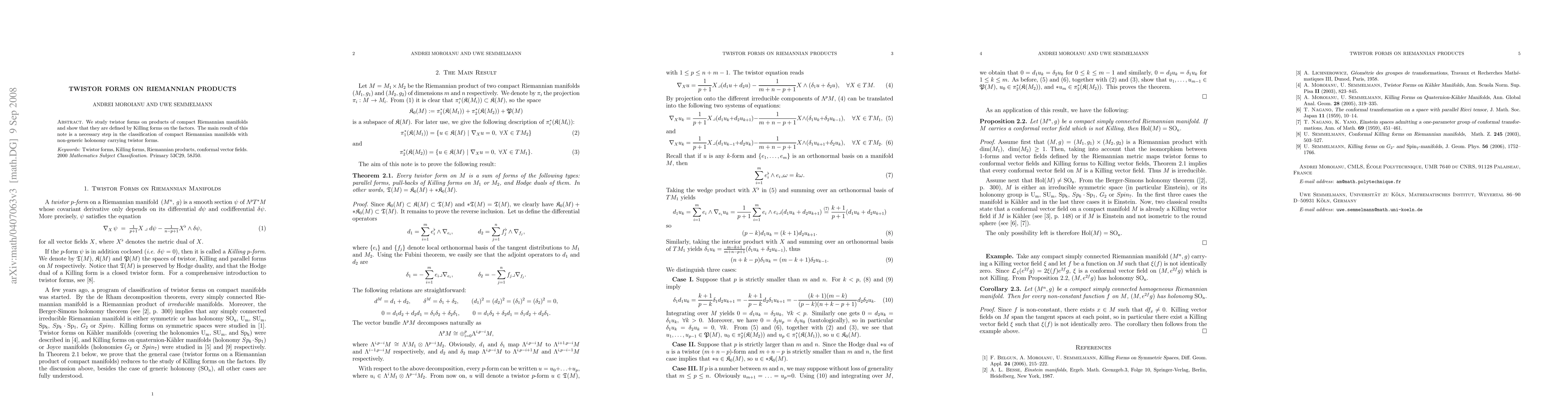 Thumbnail for Twistor Forms on Riemannian Products