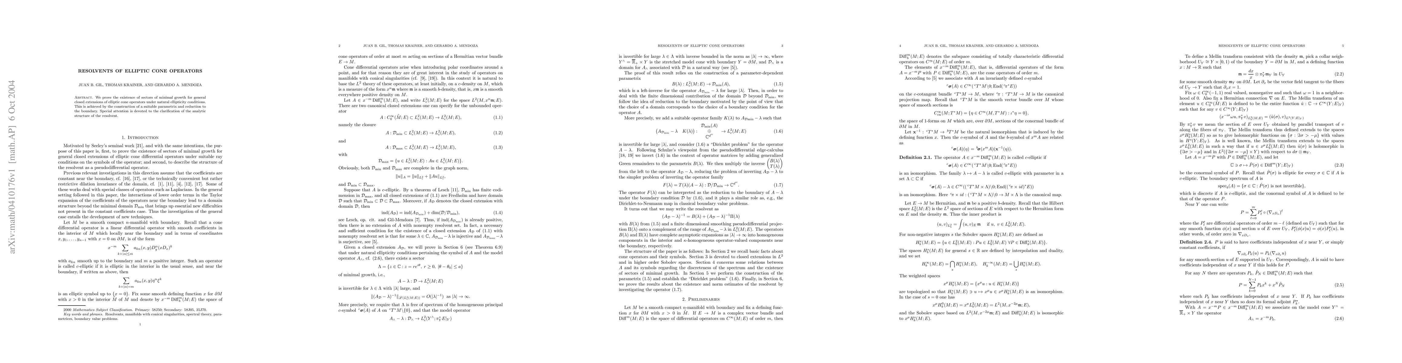 Thumbnail for Resolvents of elliptic cone operators
