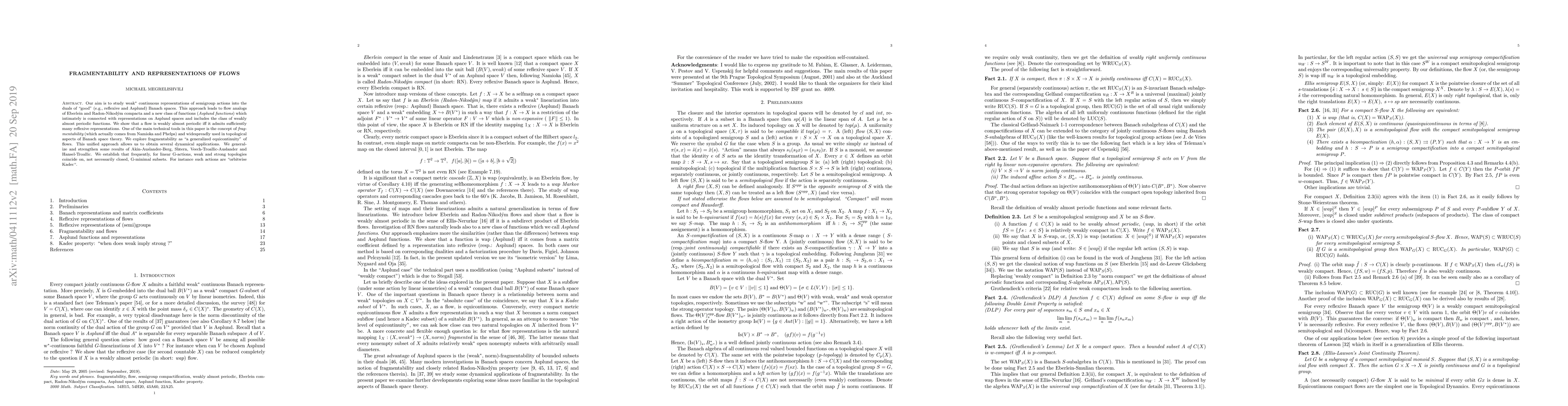 Thumbnail for Fragmentability and representations of flows