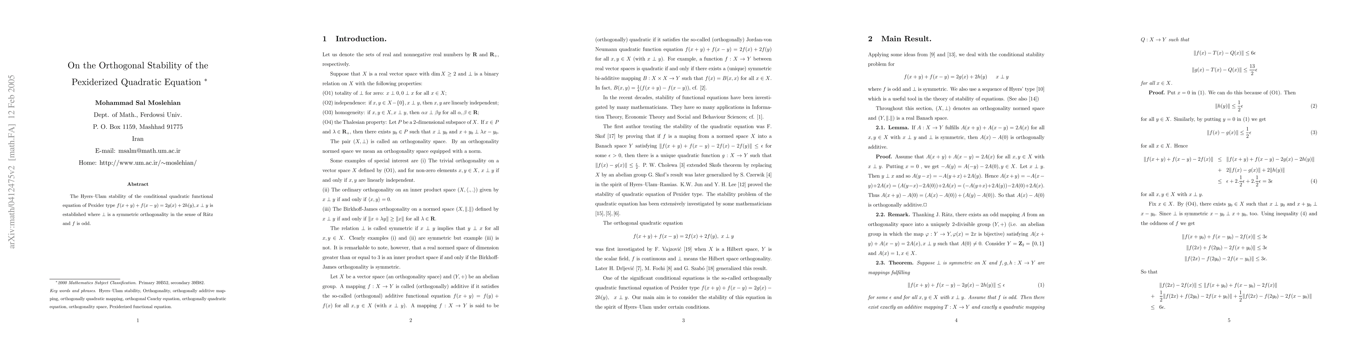 Thumbnail for On the Orthogonal Stability of the Pexiderized Quadratic Equation