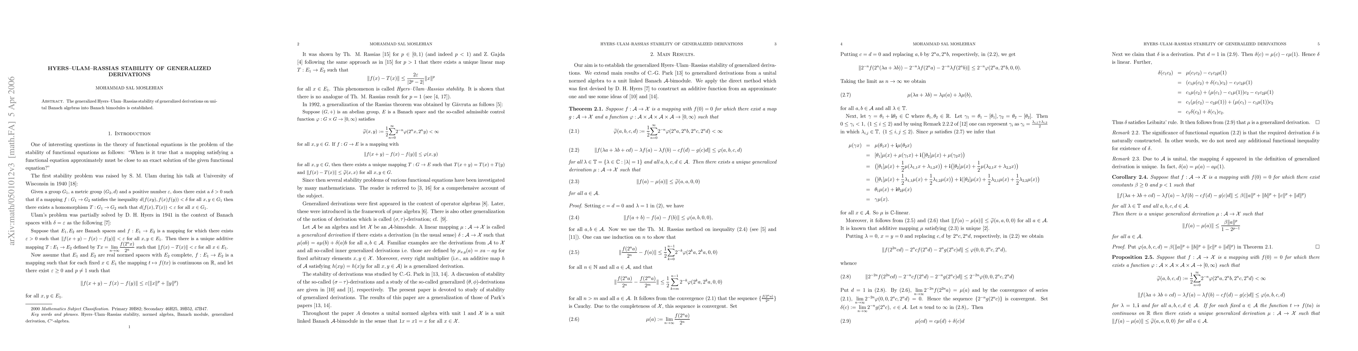 Thumbnail for Hyers-Ulam-Rassias Stability of Generalized Derivations