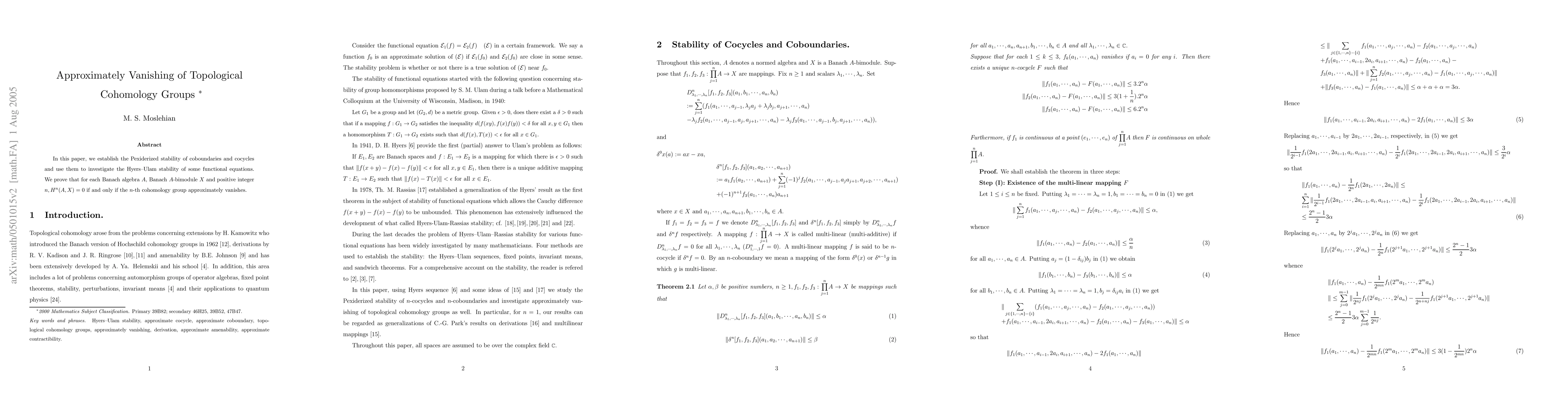 Thumbnail for Approximately Vanishing of Topological Cohomology Groups