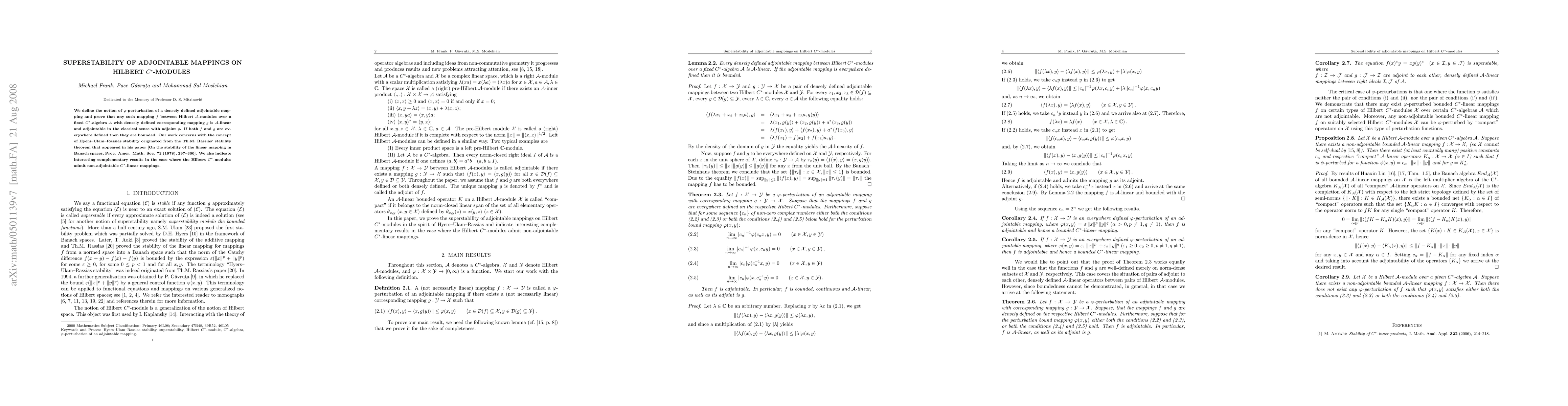 Thumbnail for Superstability of adjointable mappings on Hilbert $C^*$-modules