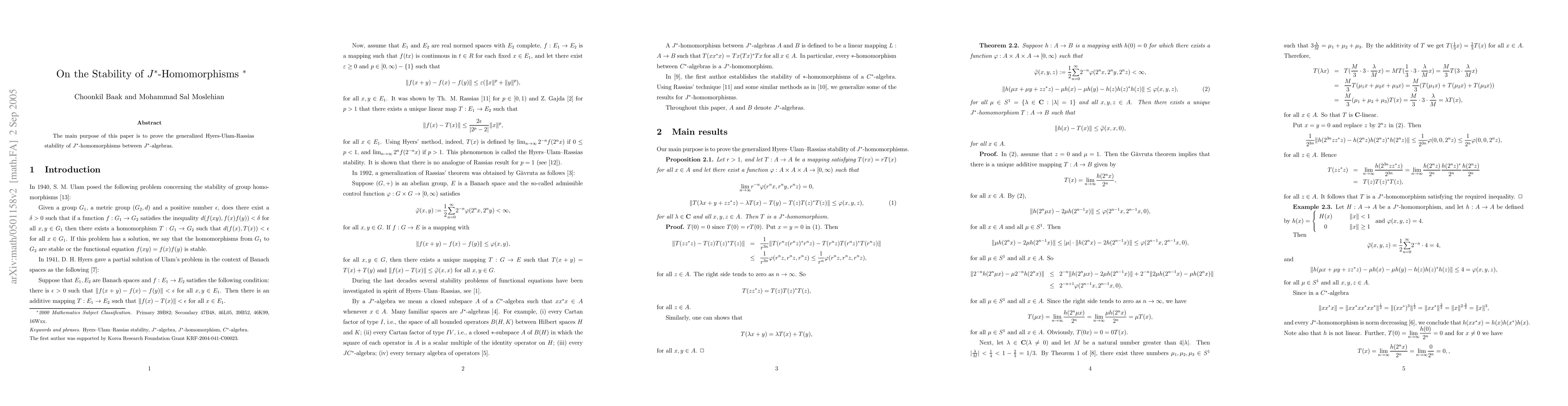 Thumbnail for On the Stability of J*-Homomorphisms
