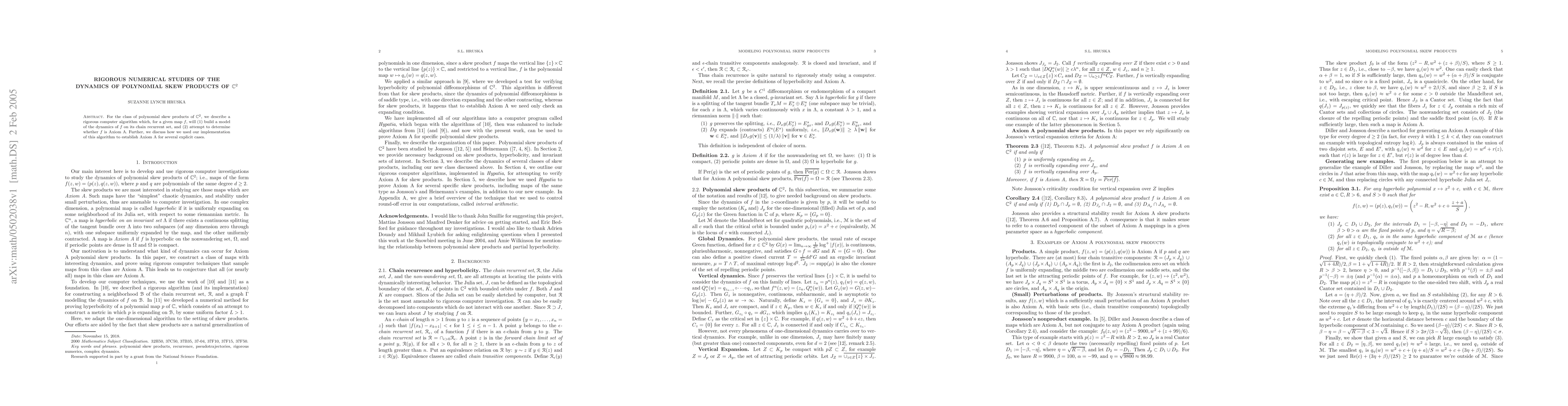 Thumbnail for Rigorous numerical studies of the dynamics of polynomial skew products
  of C^2
