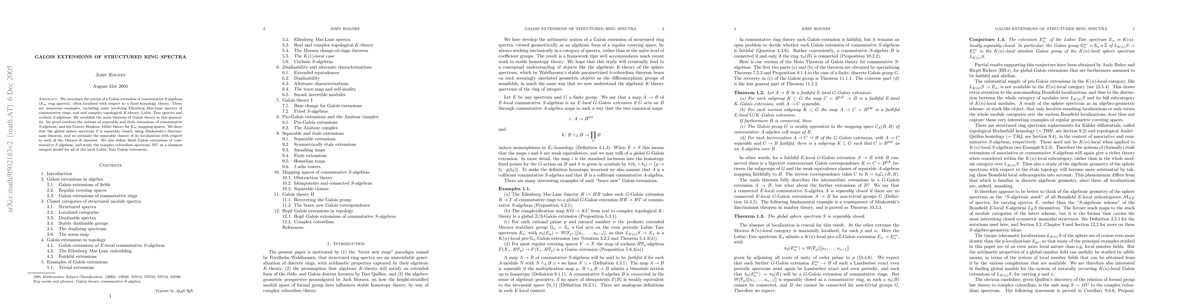 Thumbnail for Galois extensions of structured ring spectra