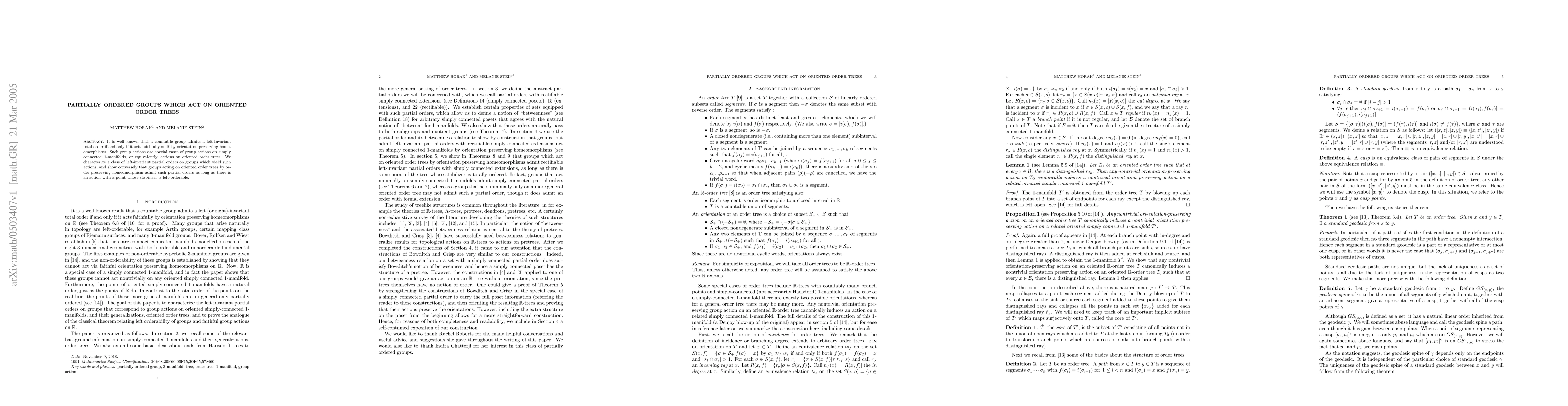 Thumbnail for Partially ordered groups which act on oriented order trees