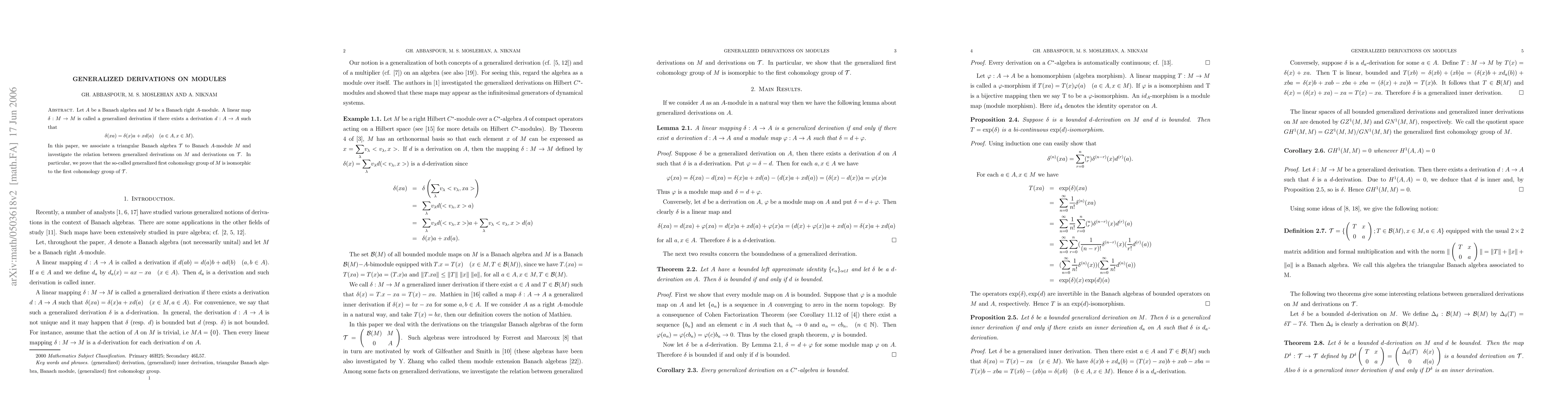Thumbnail for Generalized Derivations on Modules