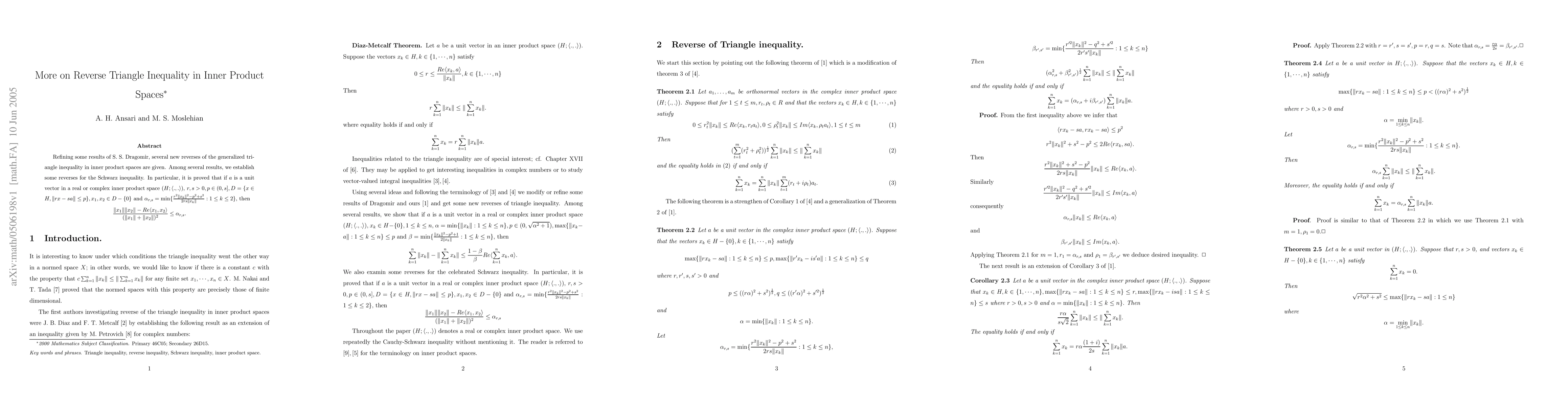 Thumbnail for More on Reverse Triangle Inequality in Inner Product Spaces