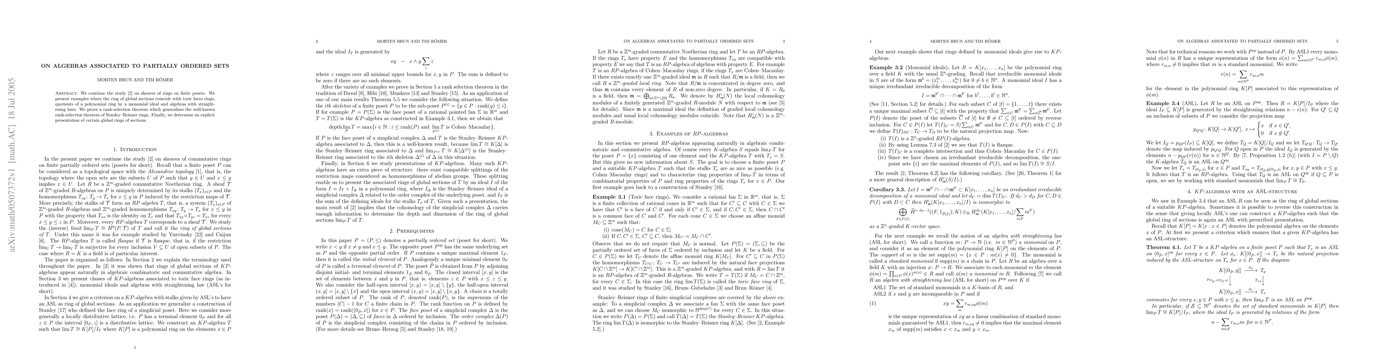 Thumbnail for On algebras associated to partially ordered sets