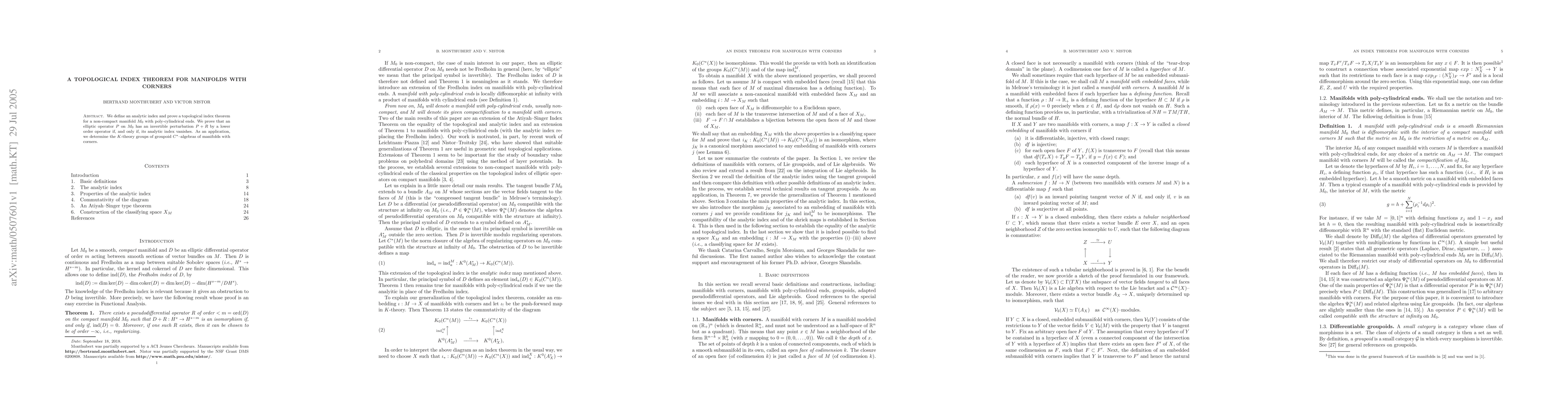 Thumbnail for A topological index theorem for manifolds with corners
