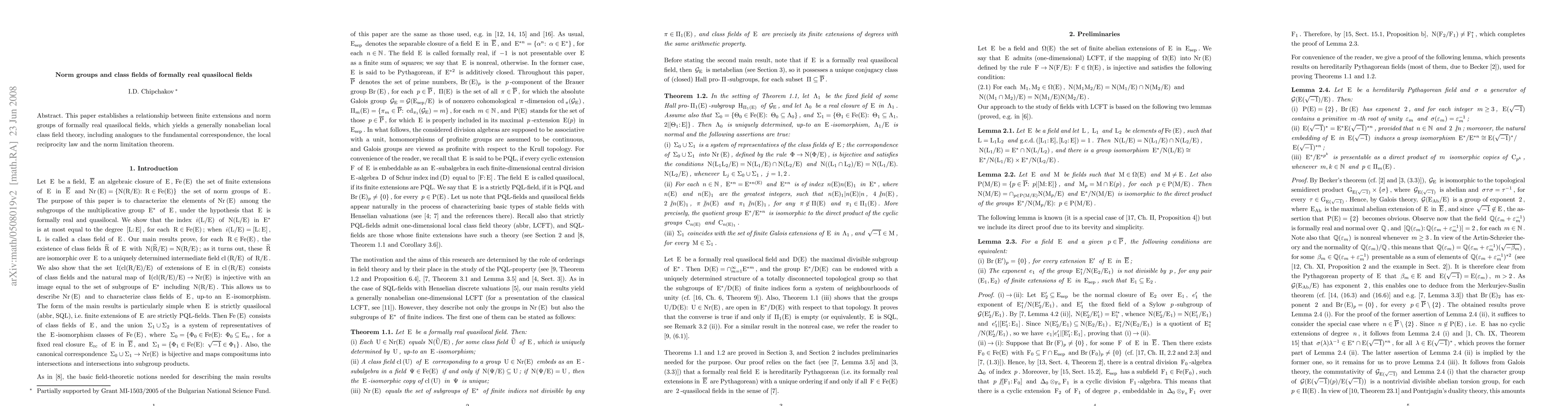 Thumbnail for Norm groups and class fields of formally real quasilocal fields