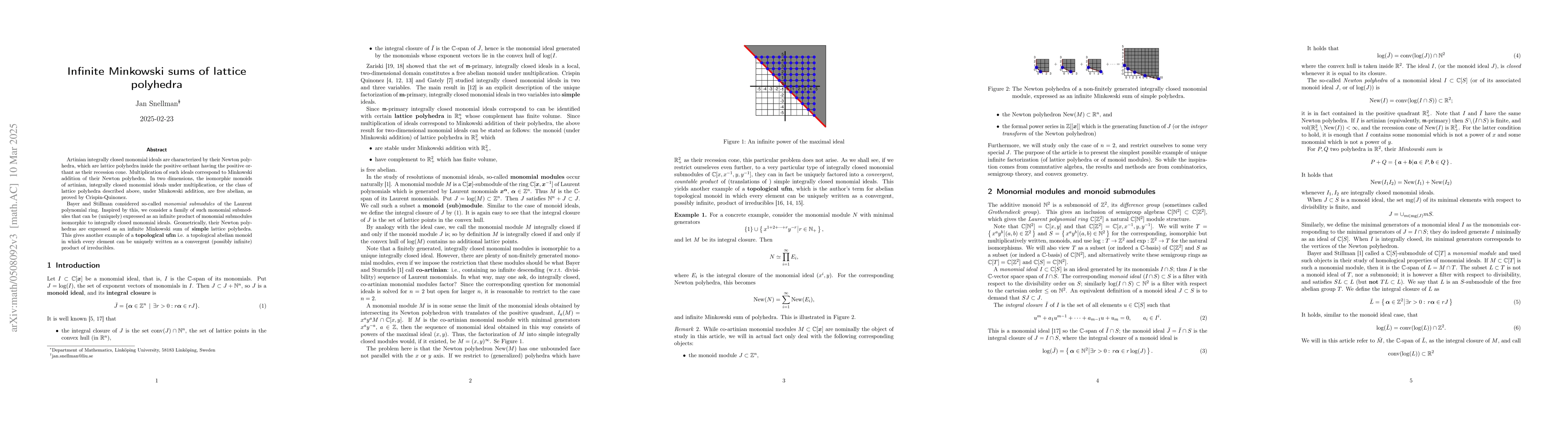 Thumbnail for Infinite Minkowski sums of lattice polyhedra