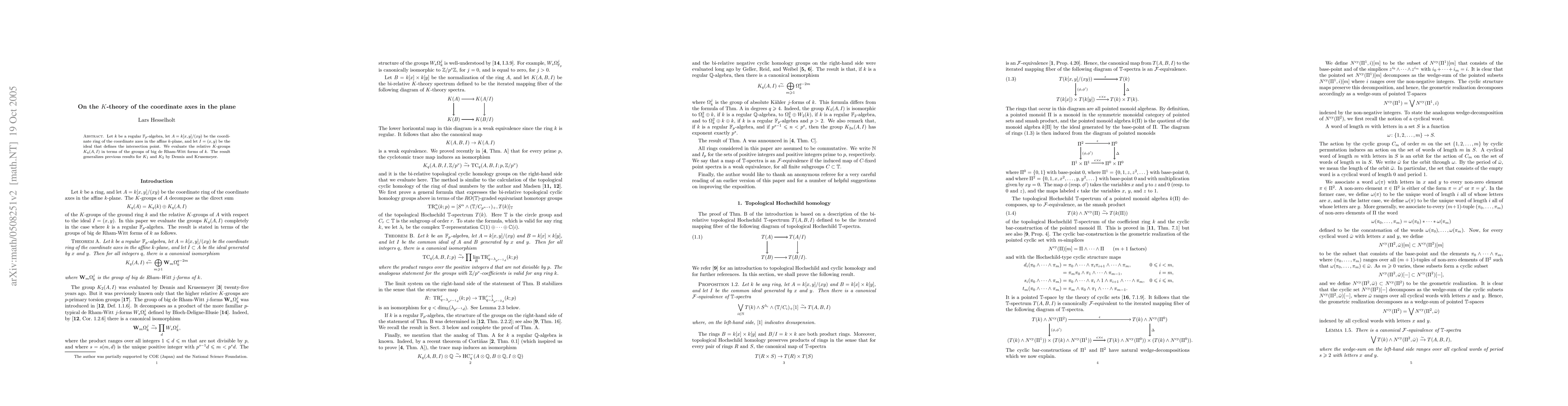 Thumbnail for On the K-theory of the coordinate axes in the plane
