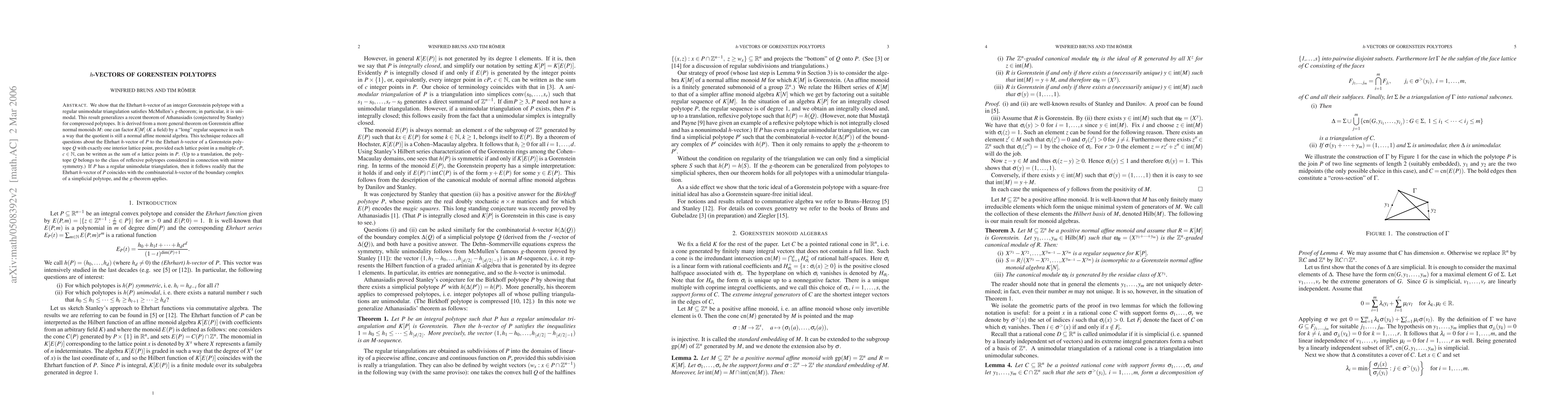 Thumbnail for h-vectors of Gorenstein polytopes