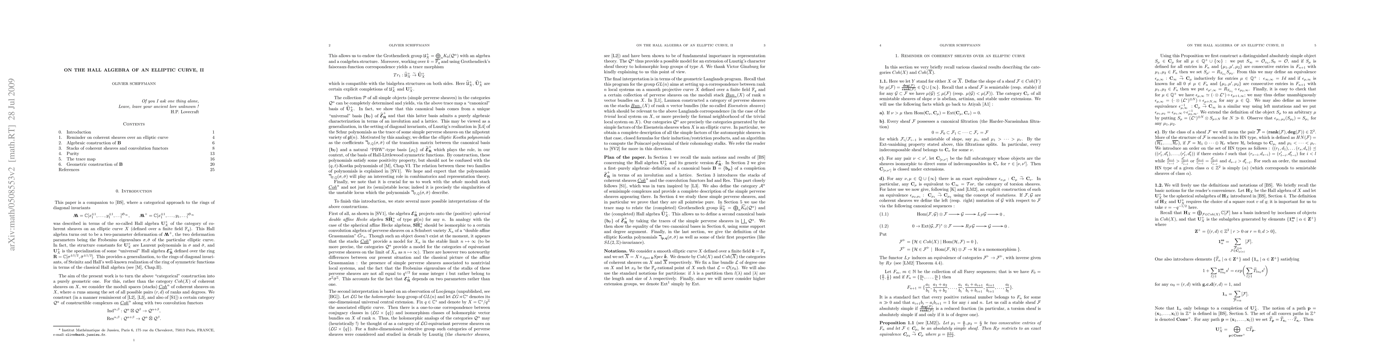 Thumbnail for On the Hall algebra of an elliptic curve, II