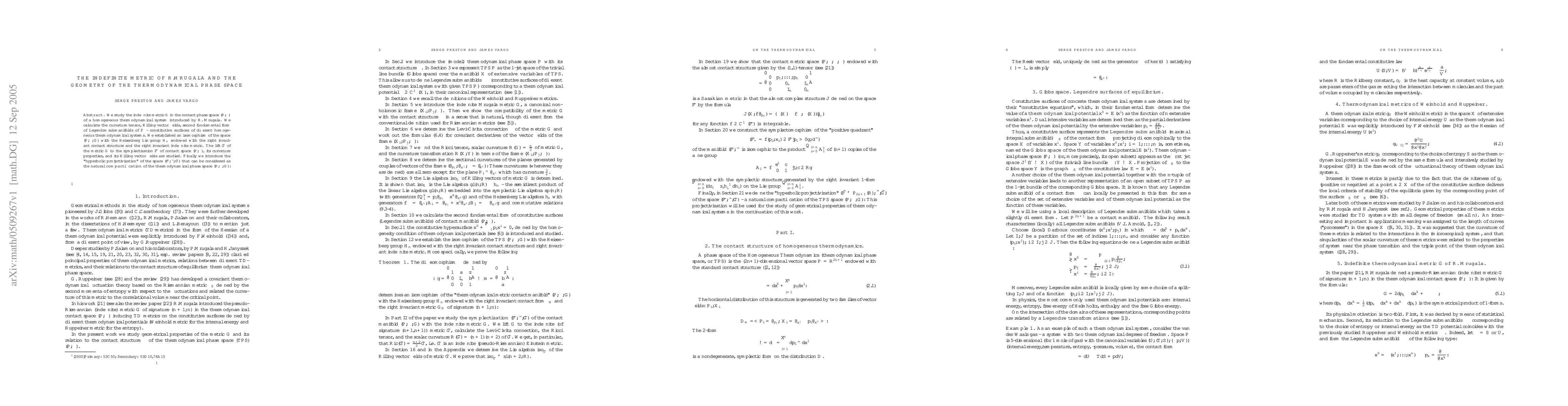 Thumbnail for The indefinite metric of R. Mrugala and the geometry of the
  thermodynamical phase space