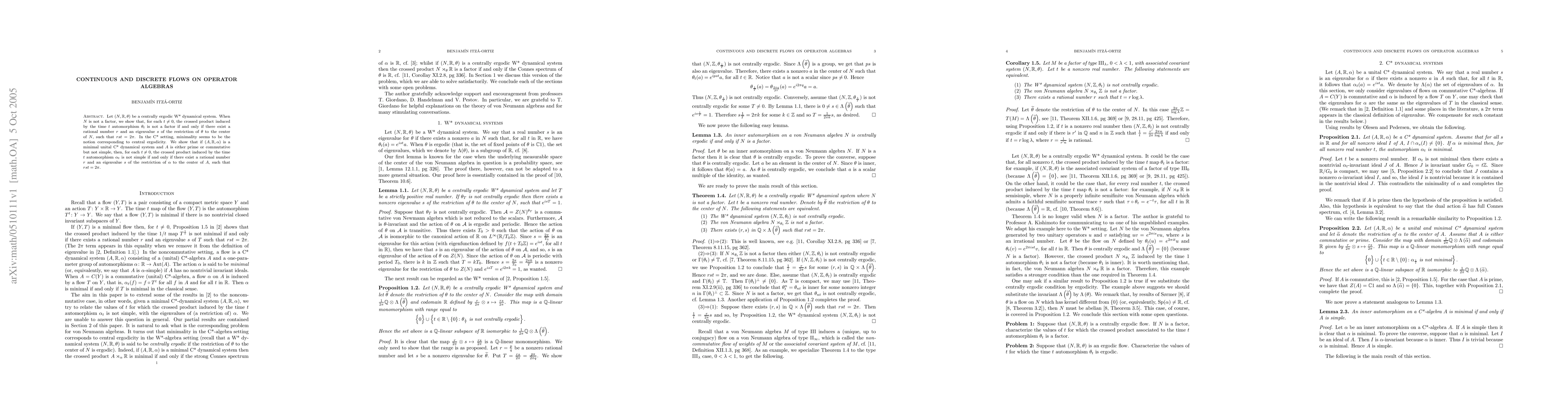 Thumbnail for Continuous and discrete flows on operator algebras