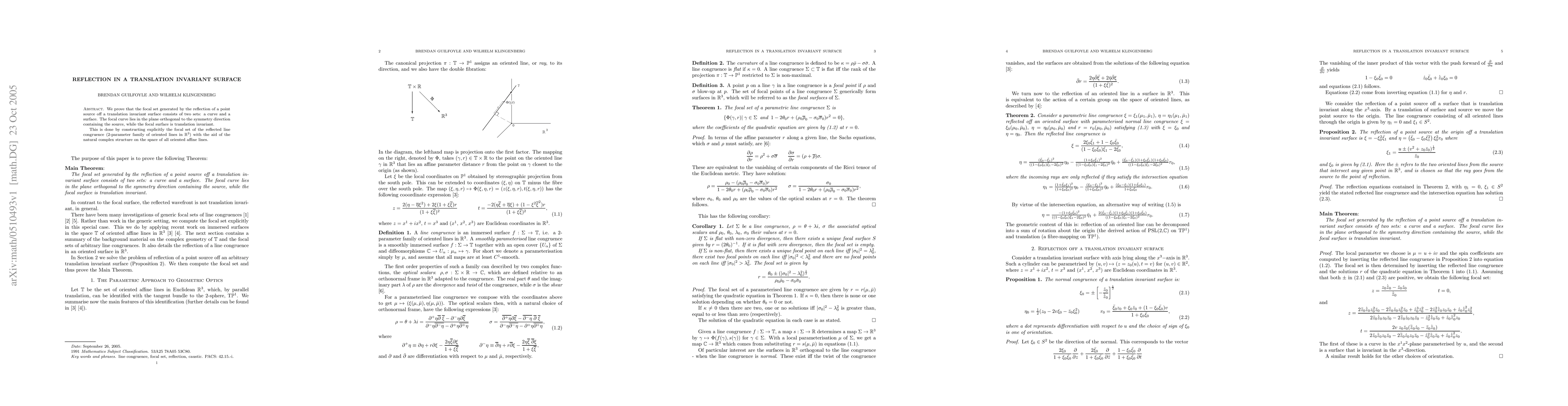 Thumbnail for Reflection in a Translation Invariant Surface