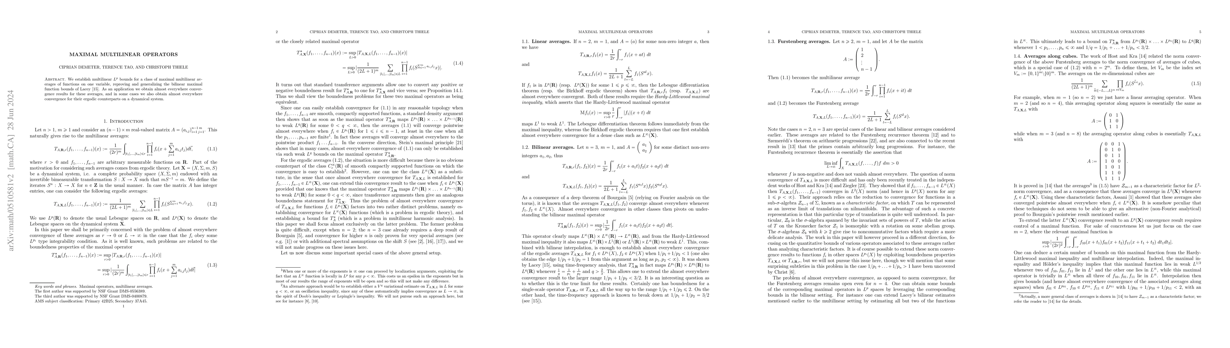 Thumbnail for Maximal multilinear operators