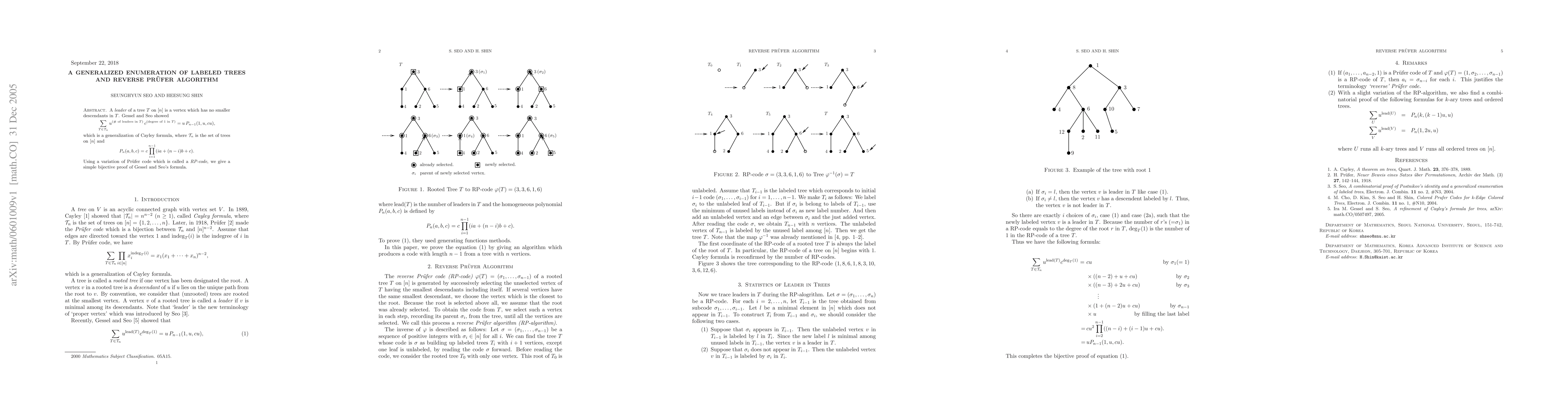 Thumbnail for A Generalized Enumeration of Labeled Trees and Reverse Pr\"ufer
  Algorithm