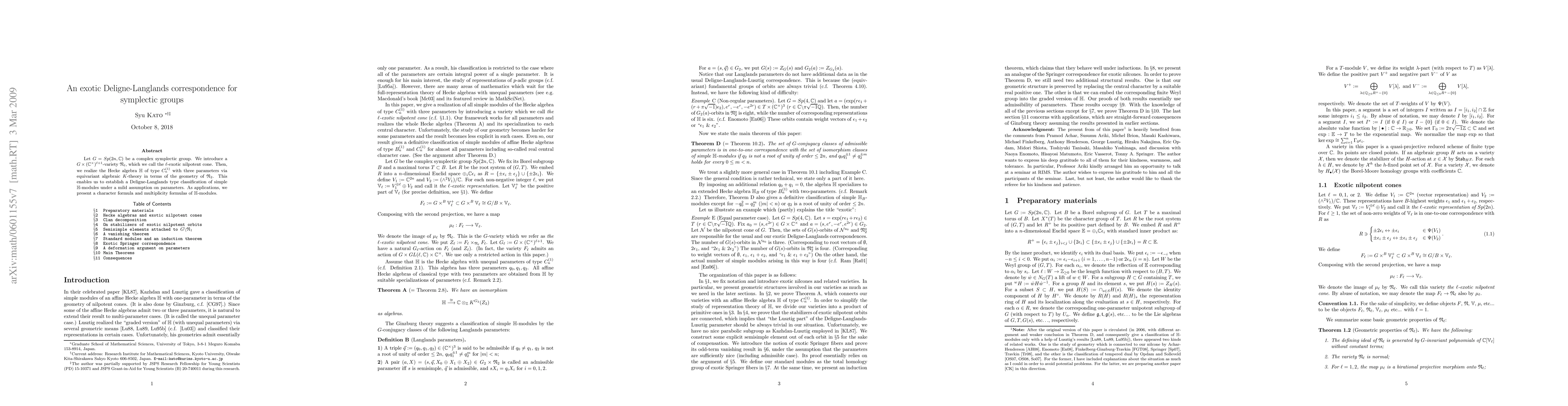 Thumbnail for An exotic Deligne-Langlands correspondence for symplectic groups