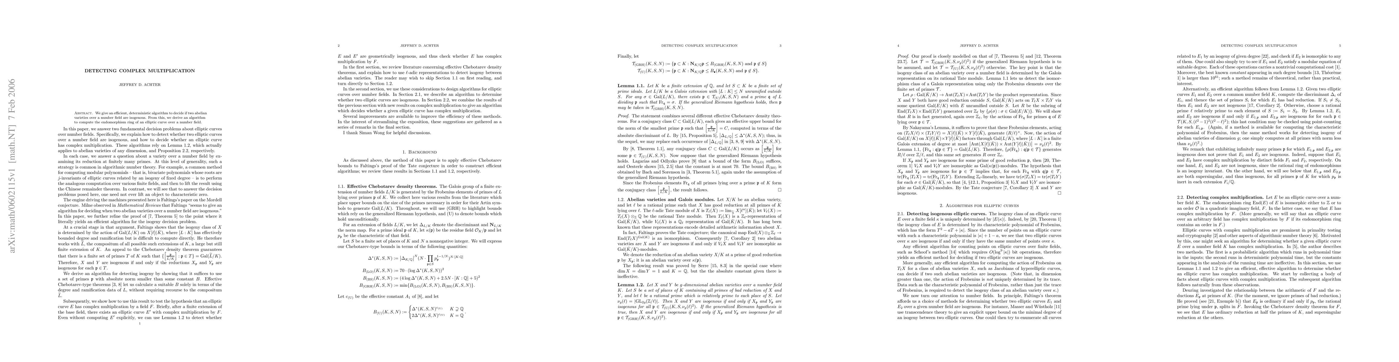 Thumbnail for Detecting complex multiplication