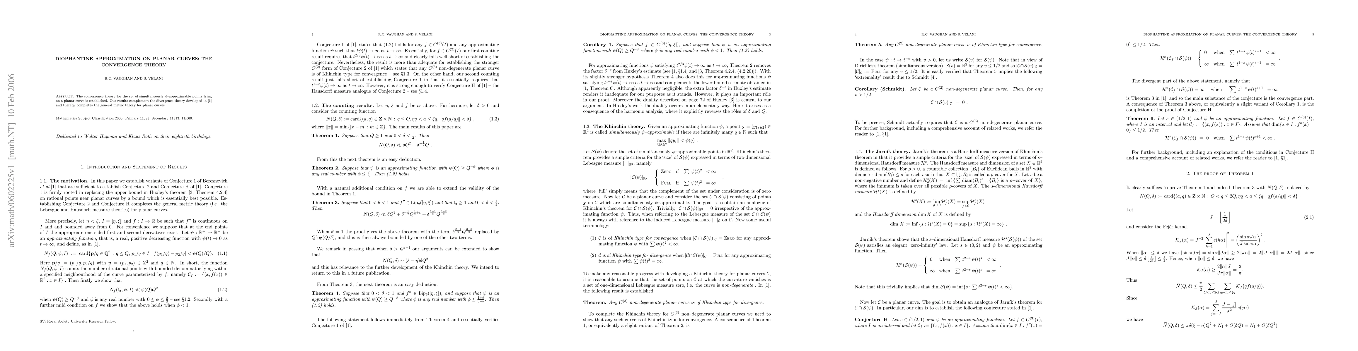 Thumbnail for Diophantine approximation on planar curves: the convergence theory
