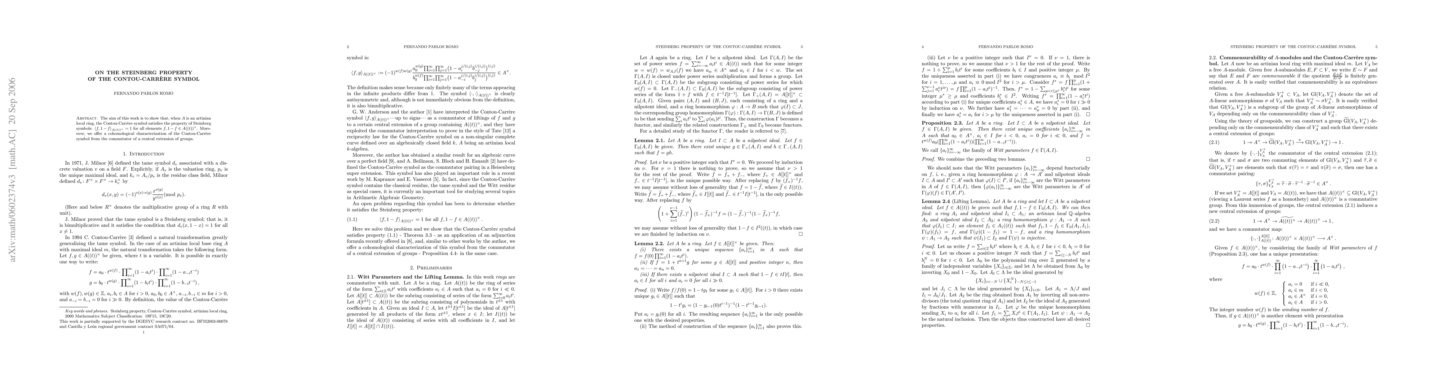 Thumbnail for On the Steinberg property of the Contou-Carrere symbol