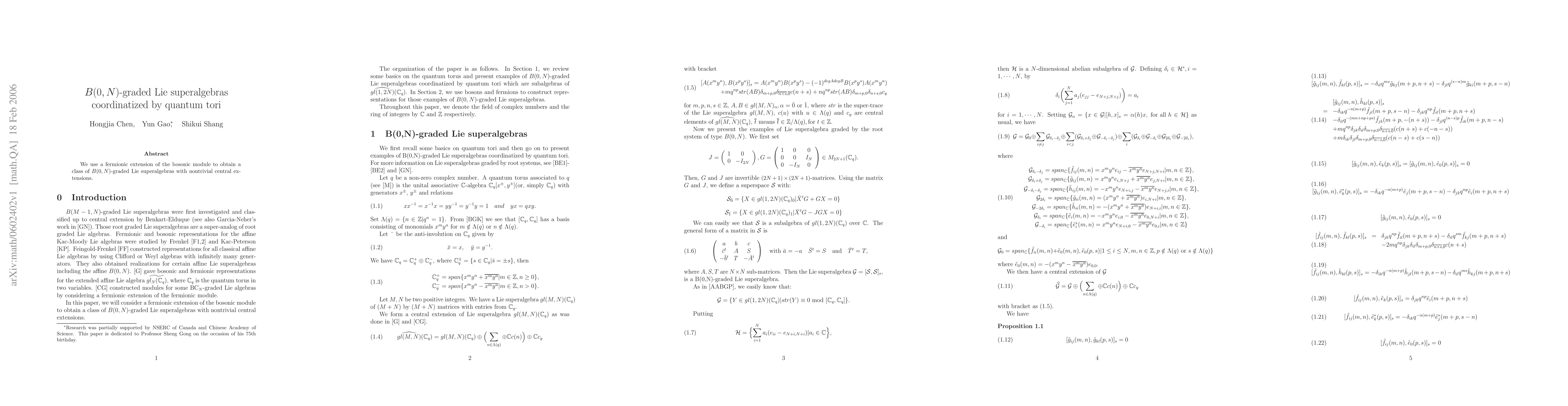 Thumbnail for B(0,N)-graded Lie superalgebras coordinatized by quantum tori