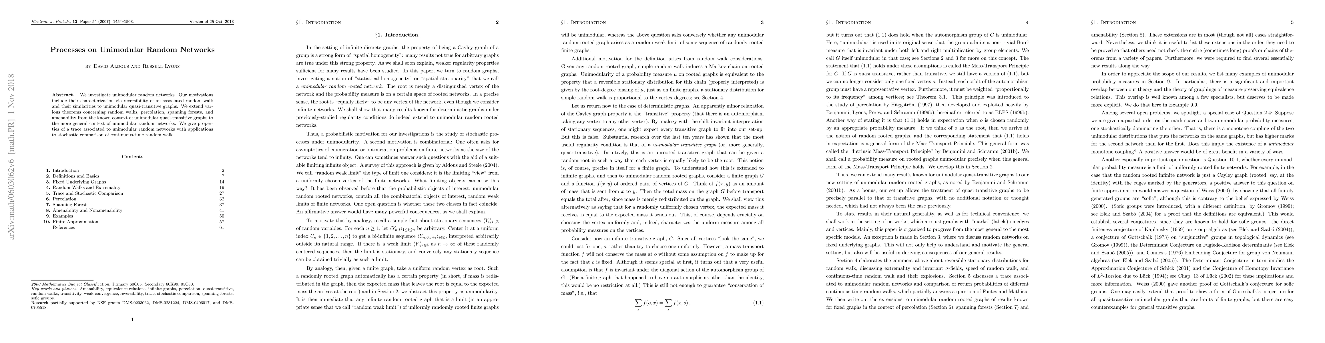 Thumbnail for Processes on Unimodular Random Networks