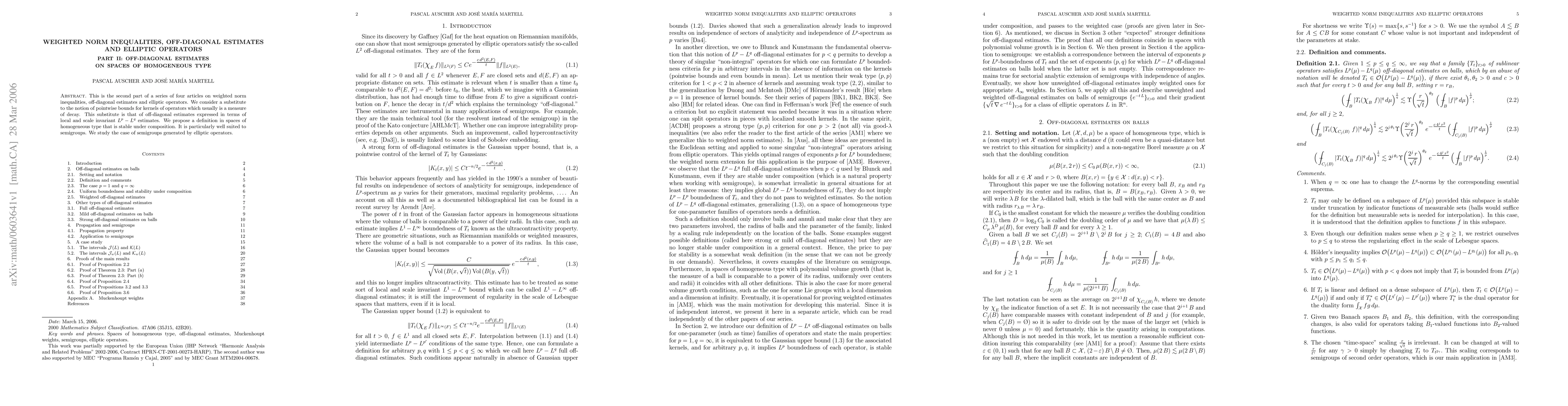 Thumbnail for Weighted norm inequalities, off-diagonal estimates and elliptic
  operators. Part II: Off-diagonal estimates on spaces of homogeneous type