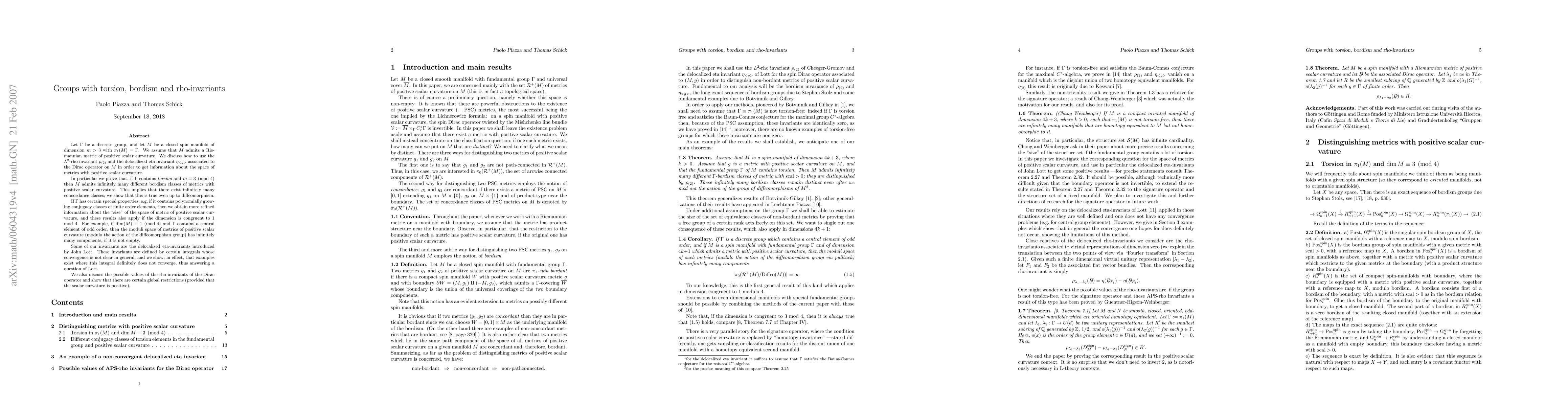 Thumbnail for Groups with torsion, bordism and rho-invariants