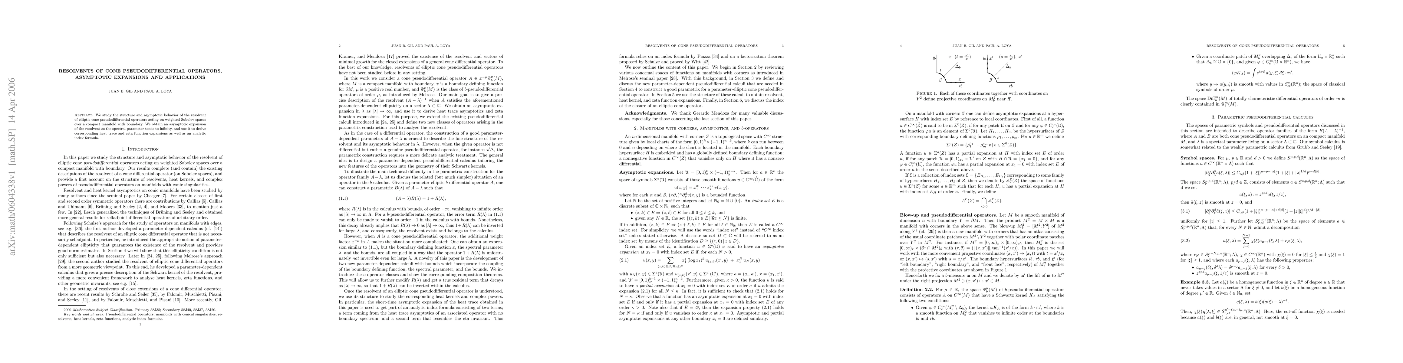Thumbnail for Resolvents of cone pseudodifferential operators, asymptotic expansions
  and applications