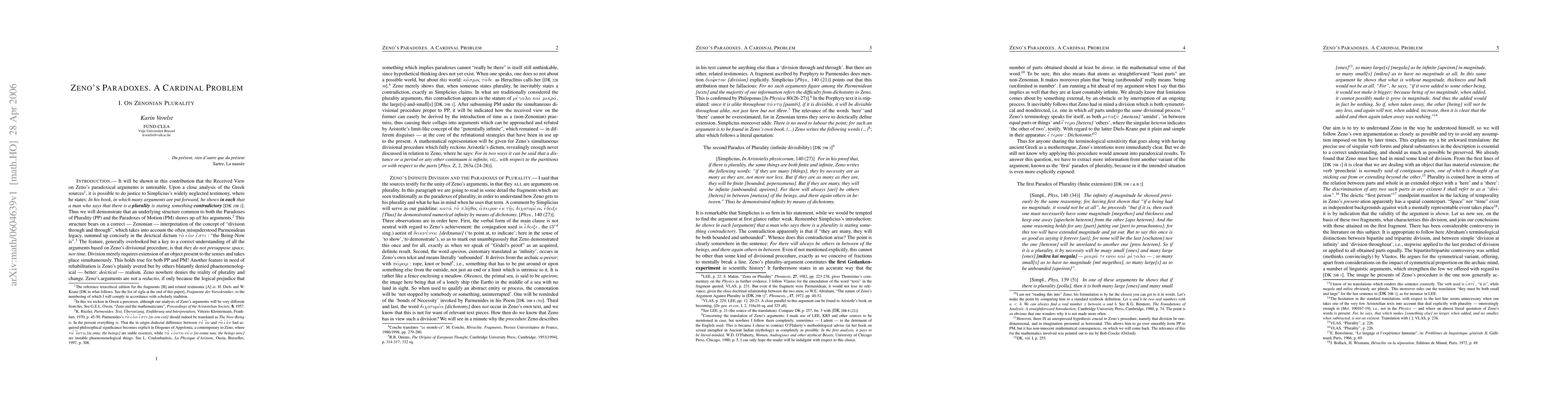 Thumbnail for Zeno's Paradoxes. A Cardinal Problem 1. On Zenonian Plurality