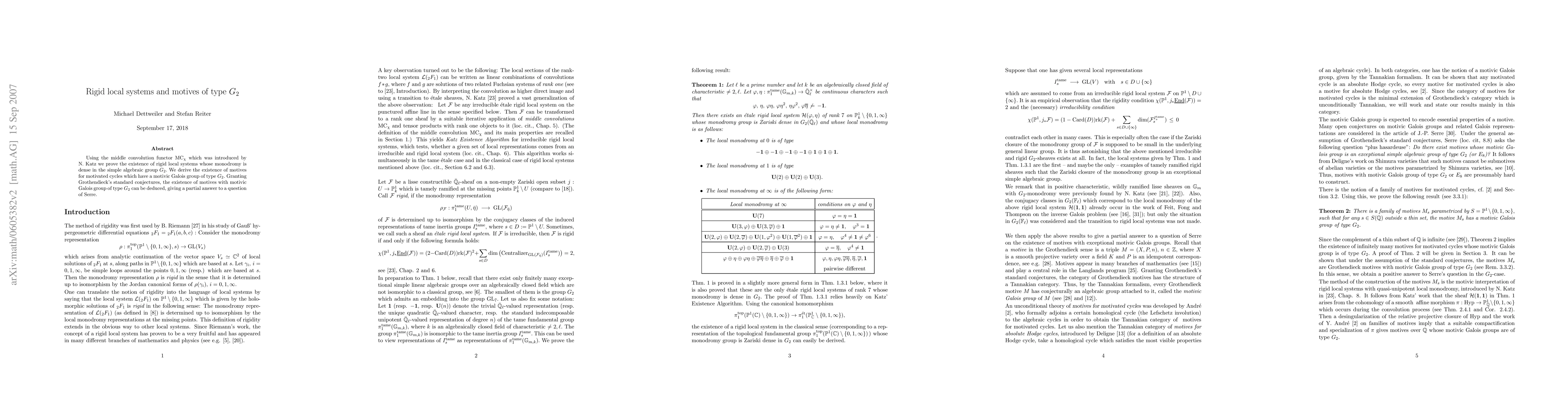 Thumbnail for Rigid local systems and relative motives with Galois group G_2