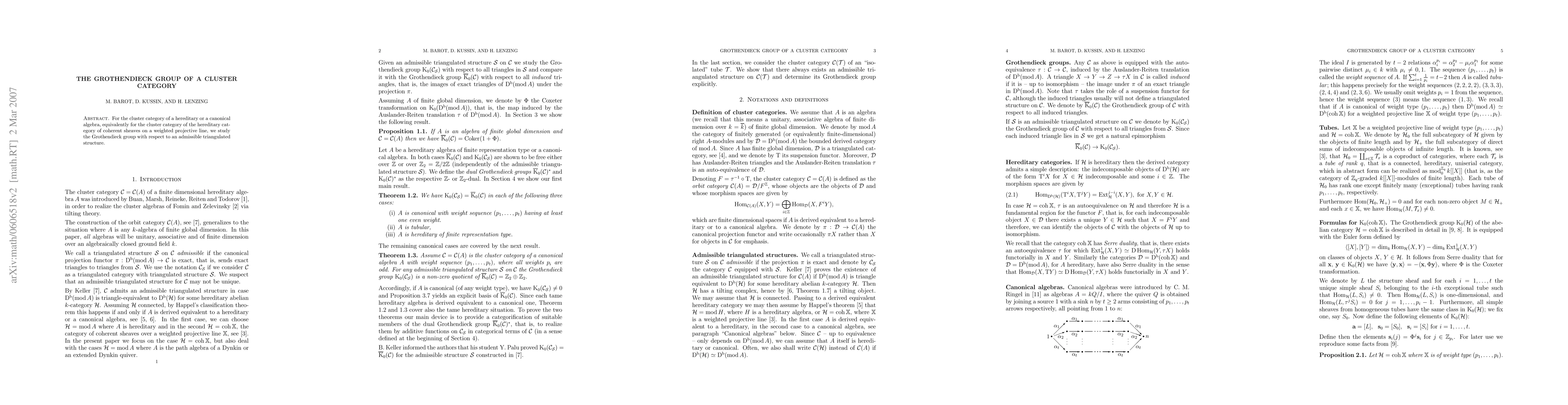 Thumbnail for The Grothendieck group of a cluster category