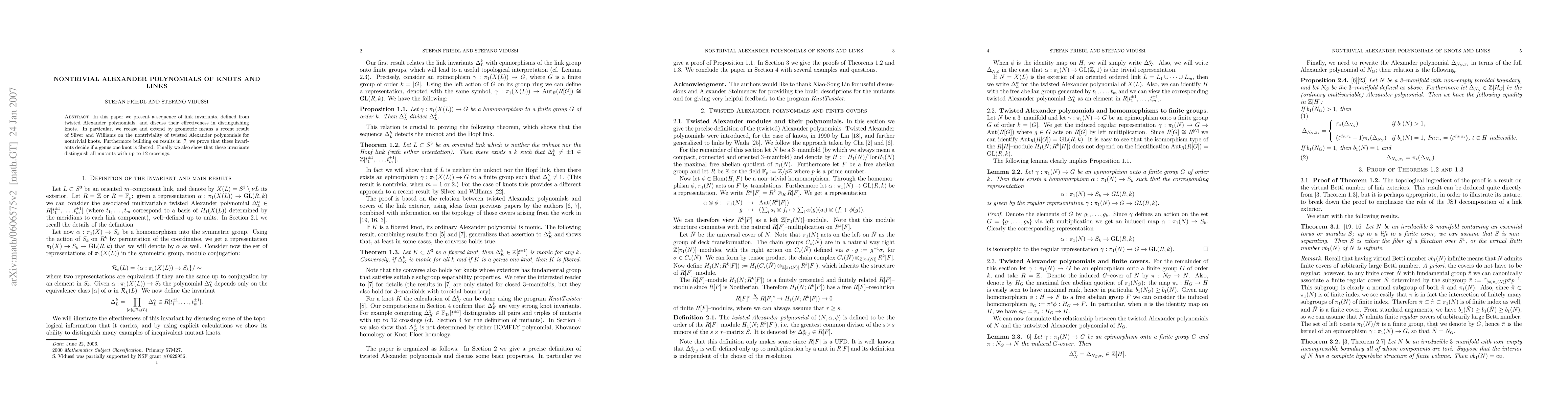 Thumbnail for Nontrivial Alexander polynomials of knots and links