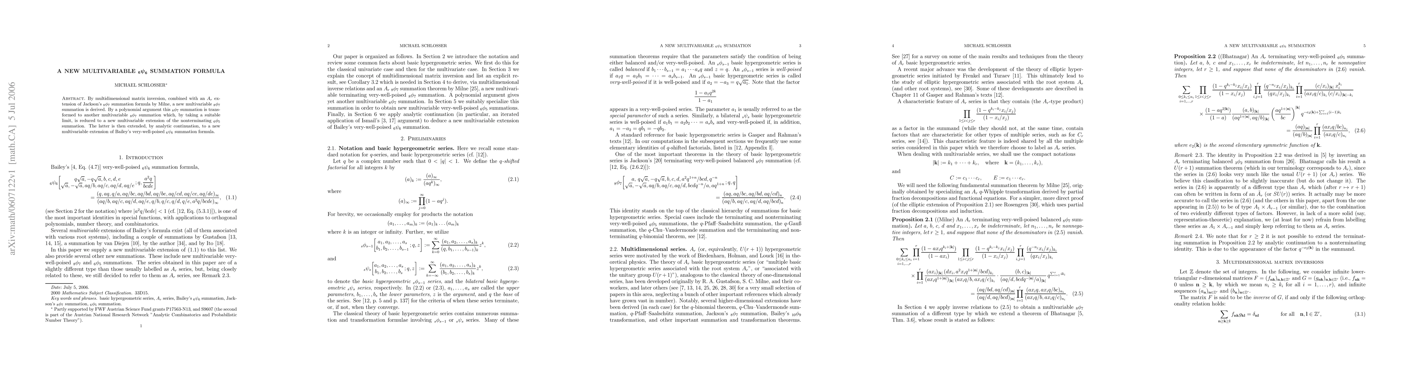 Thumbnail for A new multivariable 6-psi-6 summation formula