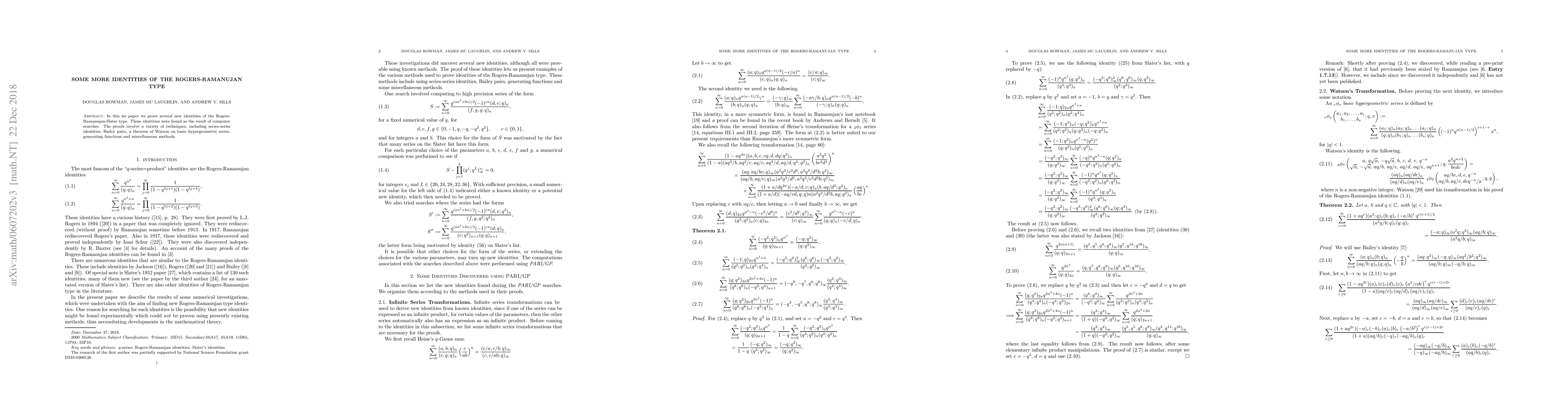 Thumbnail for Some more identities of the Rogers-Ramanujan type