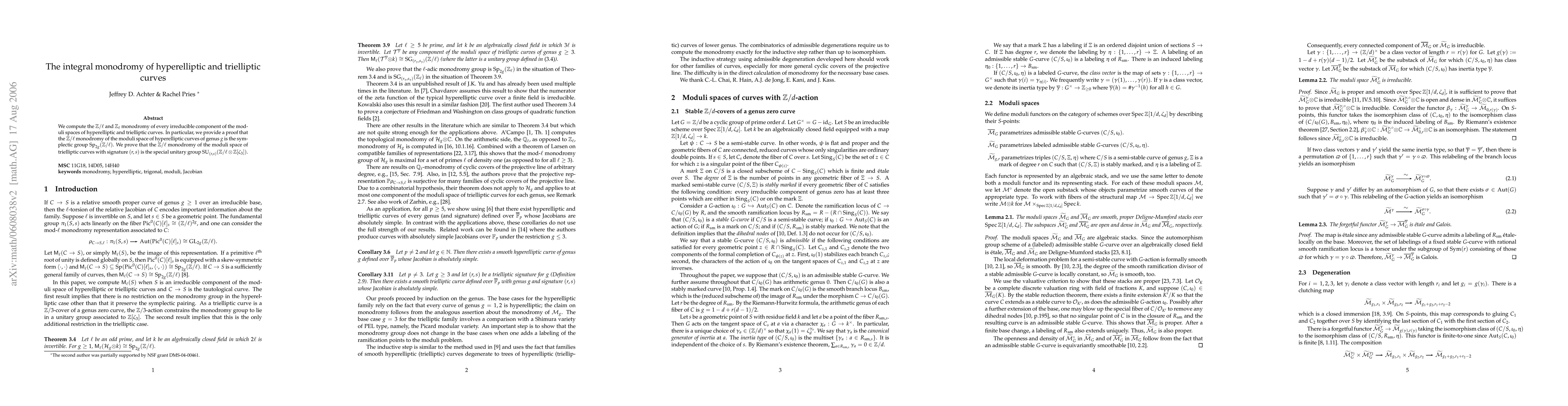 Thumbnail for The integral monodromy of hyperelliptic and trielliptic curves