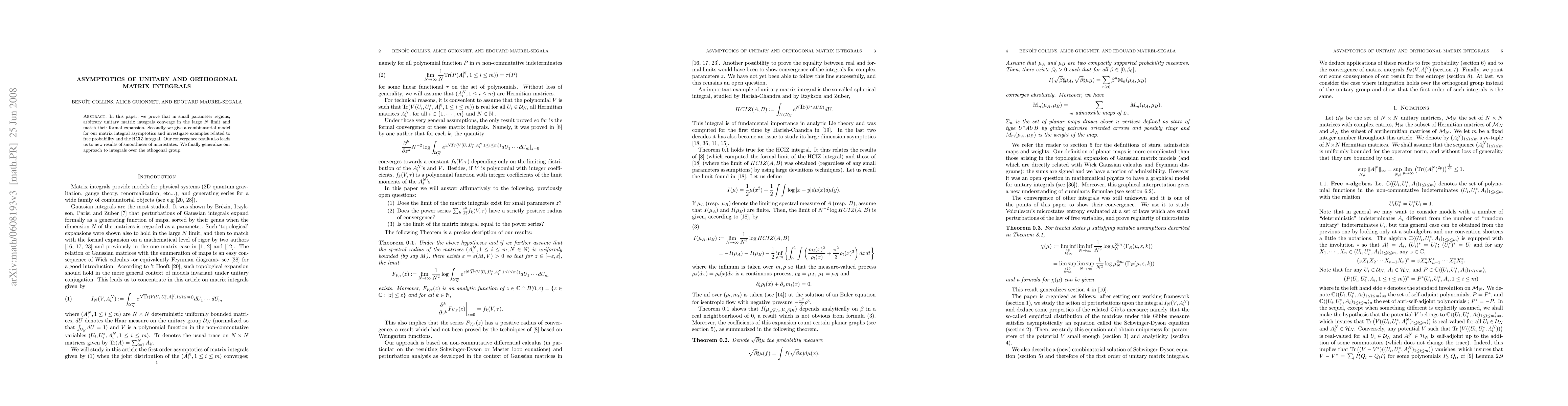 Thumbnail for Asymptotics of unitary and othogonal matrix integrals