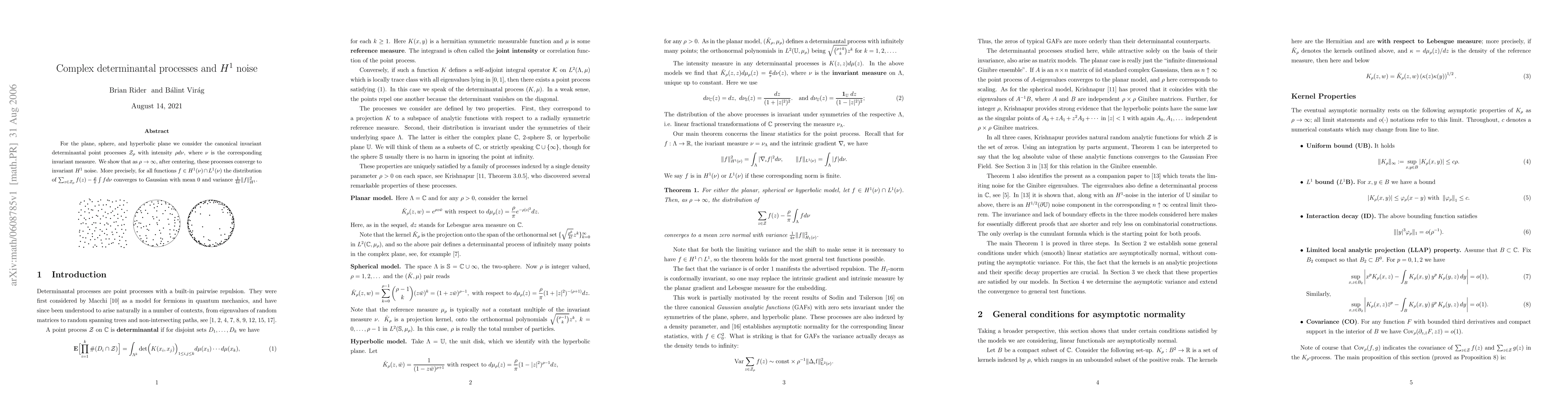 Thumbnail for Complex determinantal processes and H1 noise