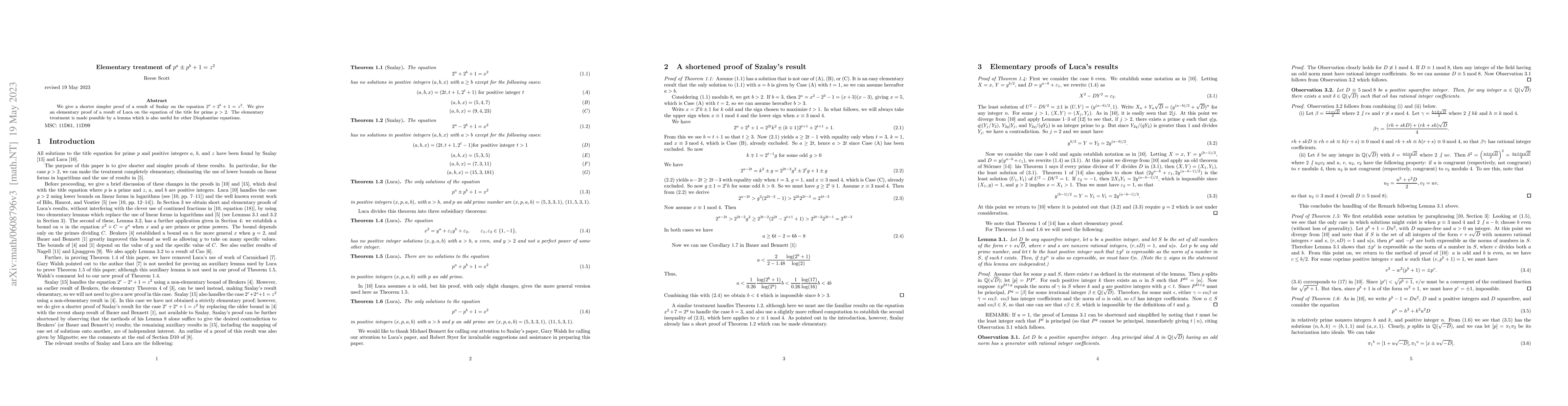 Thumbnail for Elementary treatment of $p^a \pm p^b + 1 = x^2$